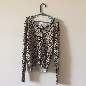 A cheetah print cardigan